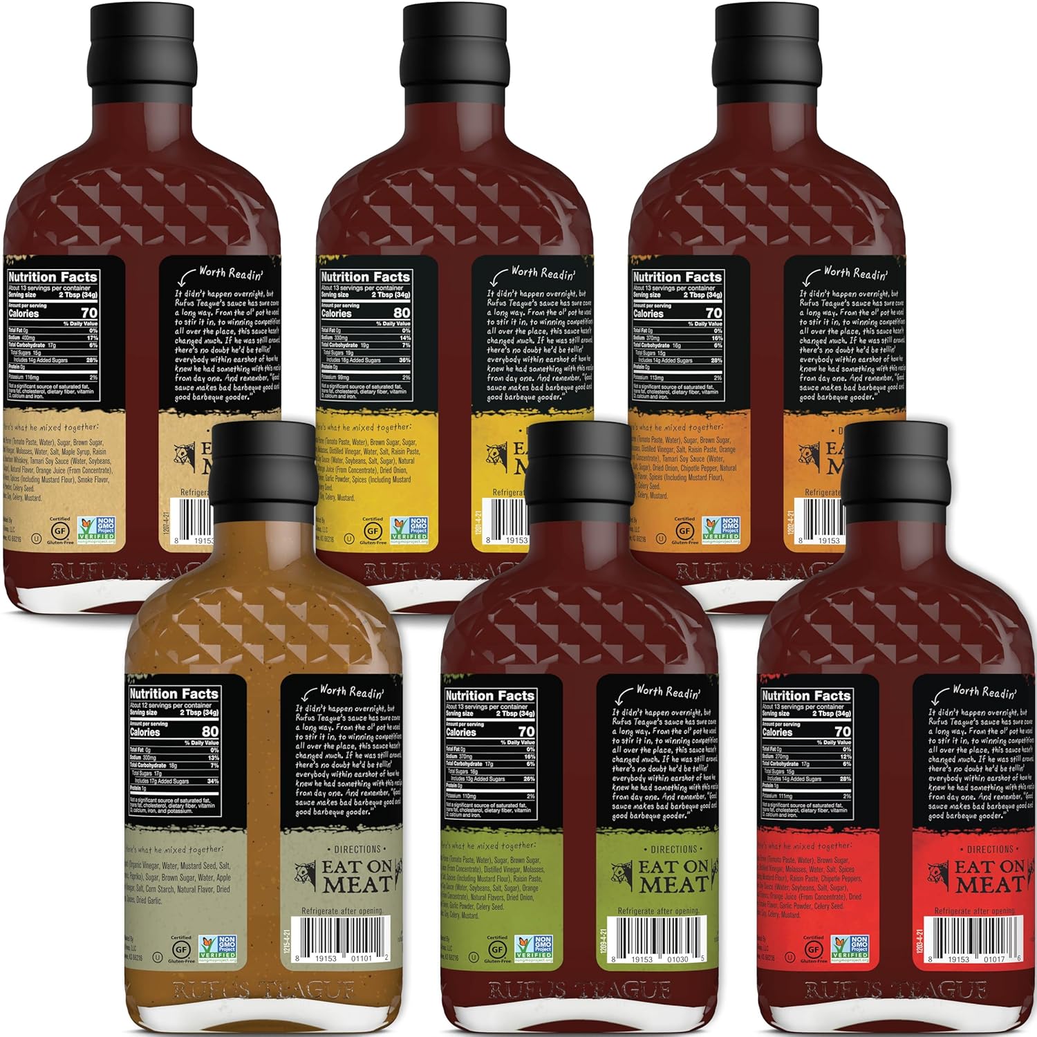 Rufus Teague Sweet BBQ Sauce Gift Set, Ultimate Variety Pack for Grilling and Marinating, 6 Flavor Collection, Ideal BBQ Gifts for Men Who Love Grilling - Image 3