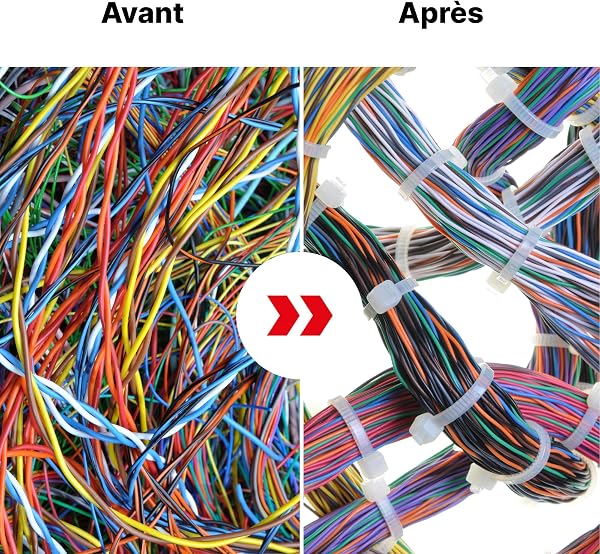 ERKO 100 pièces d'attaches de câble professionnelles 100 x 2,5 mm Poignée d'attache de câble couleur blanc, résistante à la température - 4