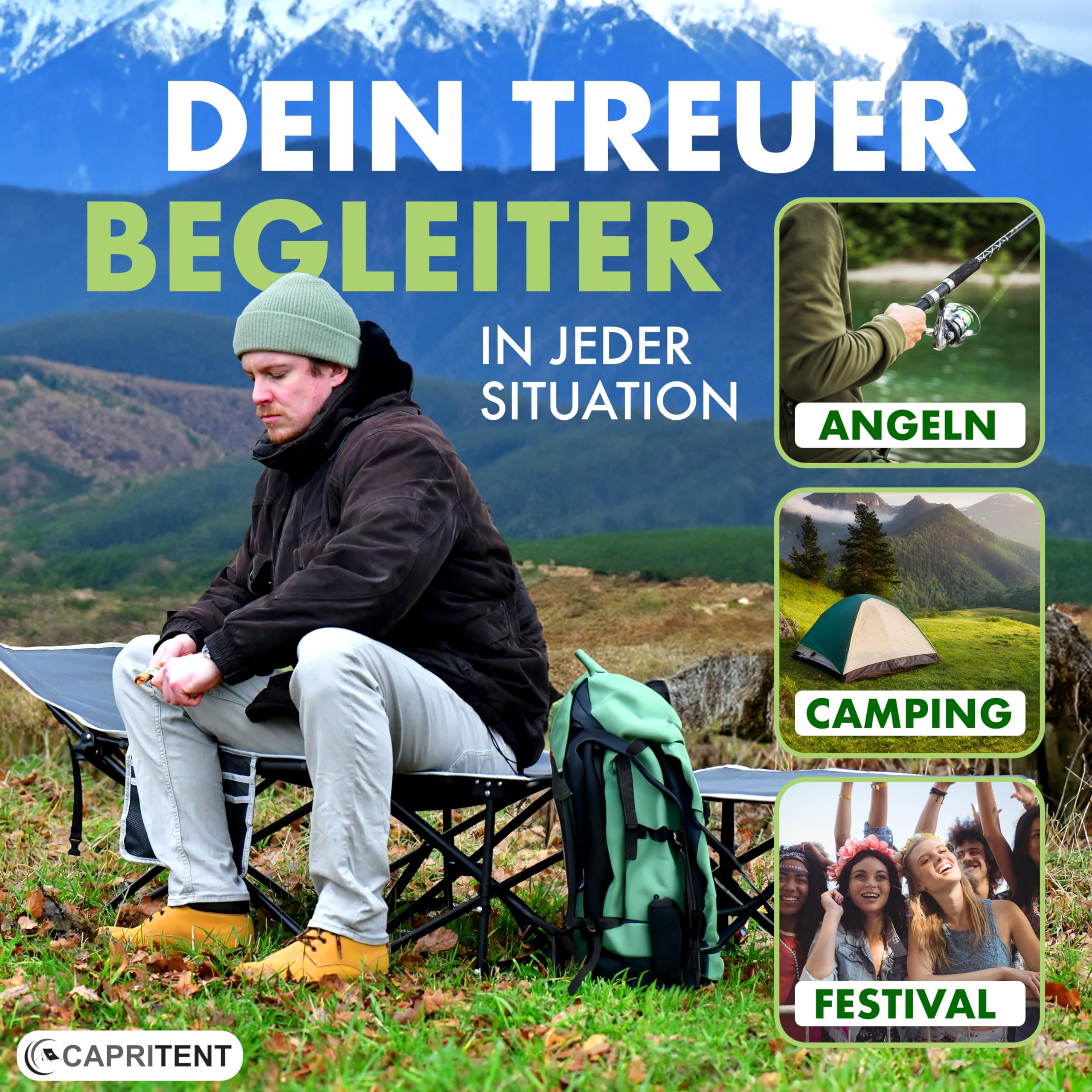 Feldbett klappbar 190x70 cm ultraleichtes Campingbett wetterfestes Klappbett inkl. Tragetasche für Camping Outdoor Angeln