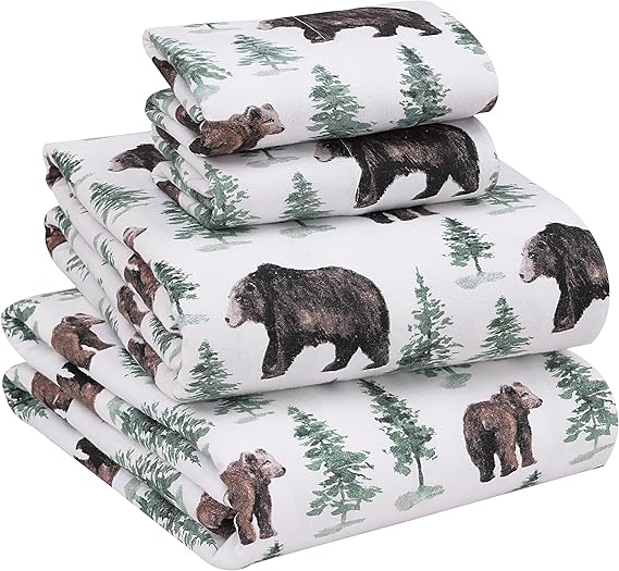 RUVANTI 100 Cotton Bear and Tree California King Sheet Set Amazon.de