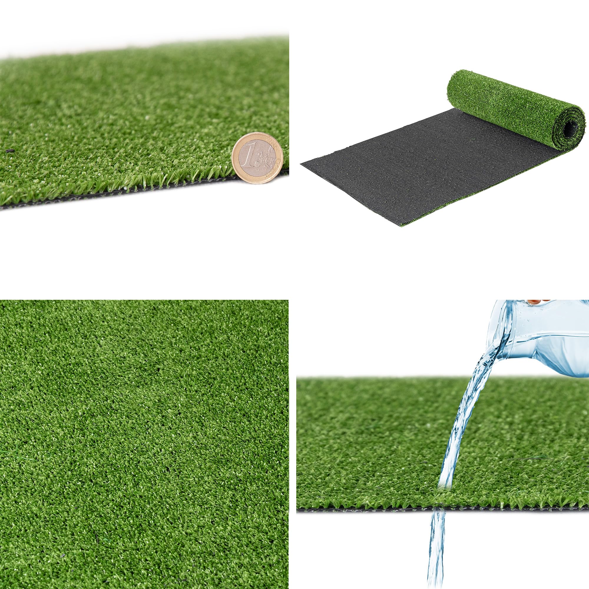 Mazovia Kunstrasen Rasenteppich für Garten Balkone Terrassen Wintergärten Biergärten - Höhe: 6 mm Meterware Wasserdurchlässig - Grün 400 x 600 cm
