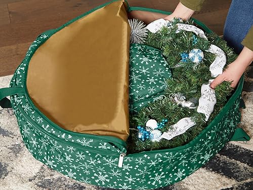 Miniatura 6 de Covermates Keepsakes - Bolsa de almacenamiento para coronas de Navidad, poliéster resistente, bolsa interior, tiradores de doble cremallera,