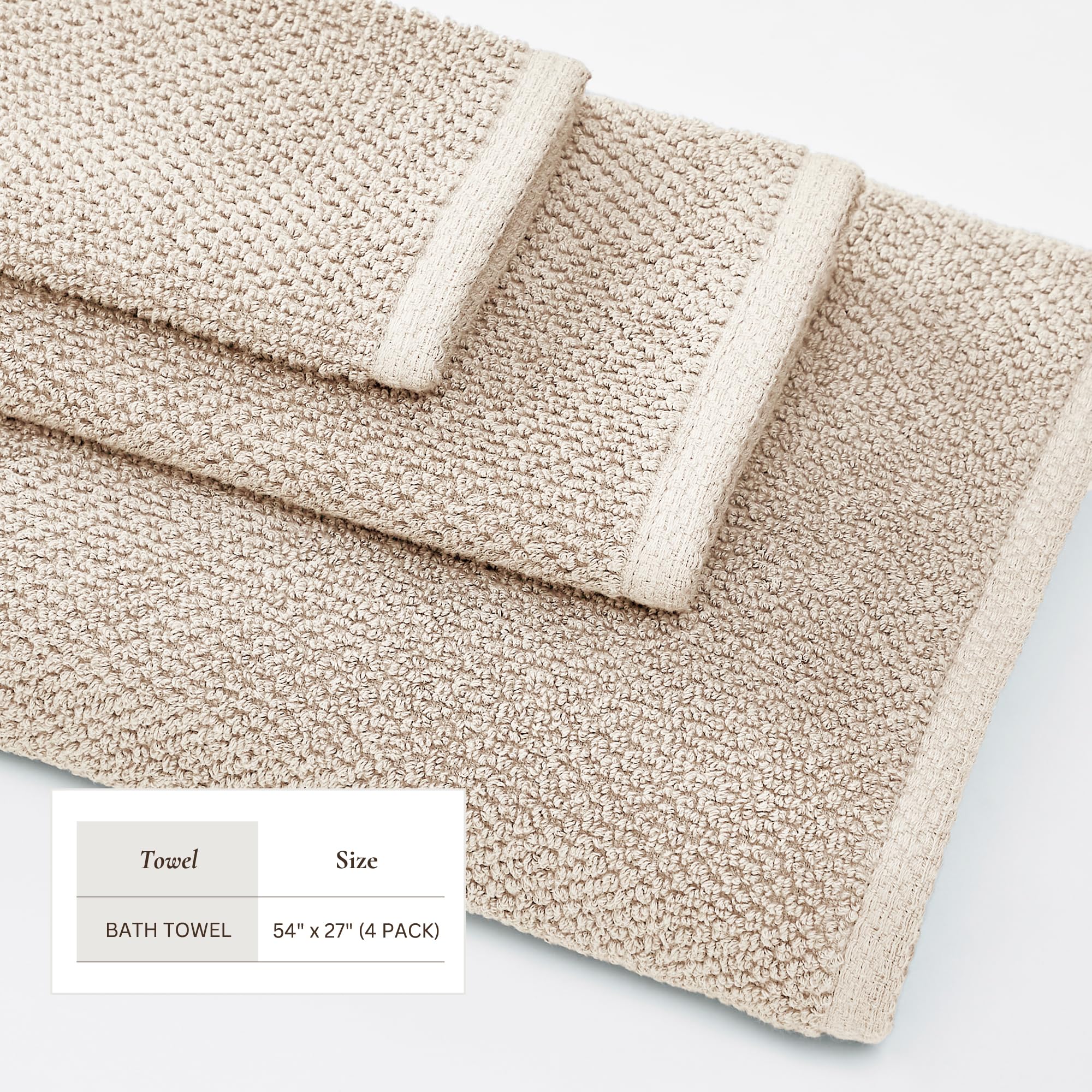 Amazon.com: Great Bay Home Taupe Bath Towels - 100% Cotton 4
