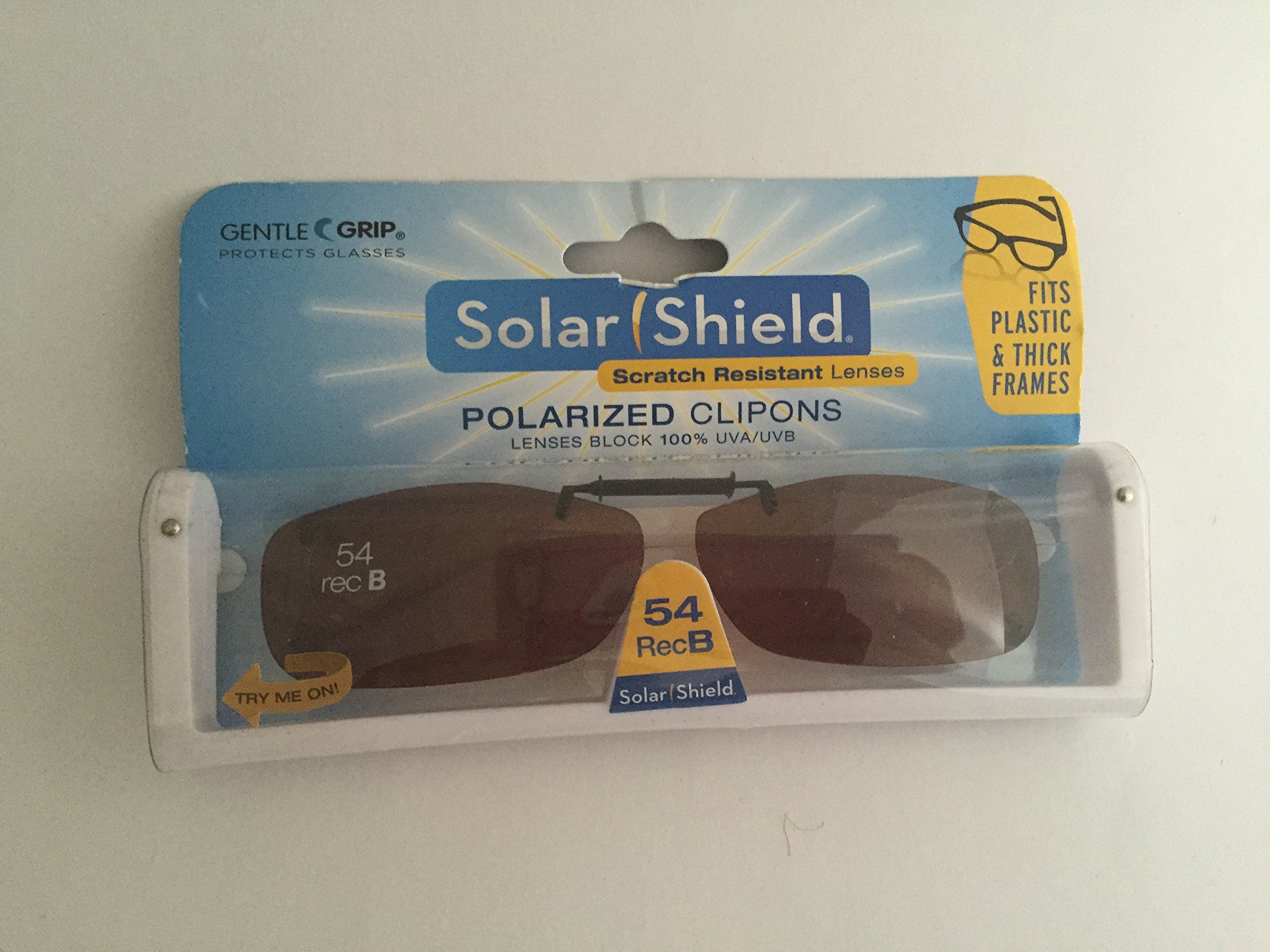 Solar Shield Driving Lens 54 Rec B Ultralight Frame Polarized Clip on Sunglasses 100% Uva/uvb Protection
