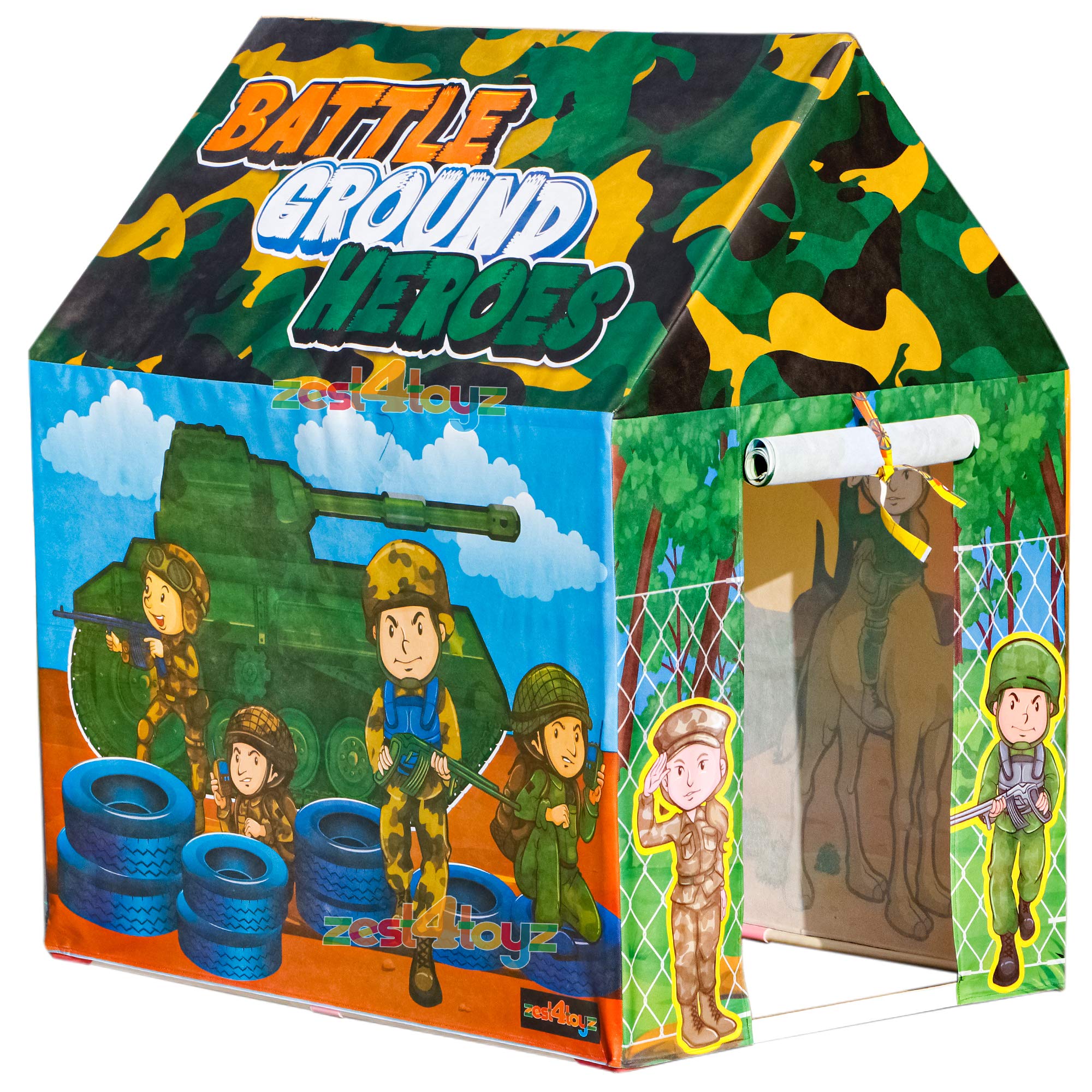 Zest 4 Toyz Hut Type Kids Toys Jumbo Size Play Tent House for Boys and Girls (Battle Ground Heroes) (B0918KTLHD) Amazon Price History, Amazon Price Tracker