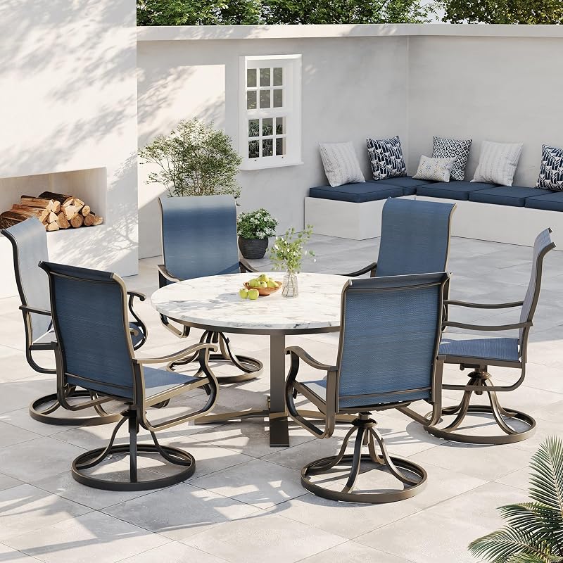 Patio Swivel Chairs Set of 2, Outdoor Rocking Dining Chairs with High Back image 2