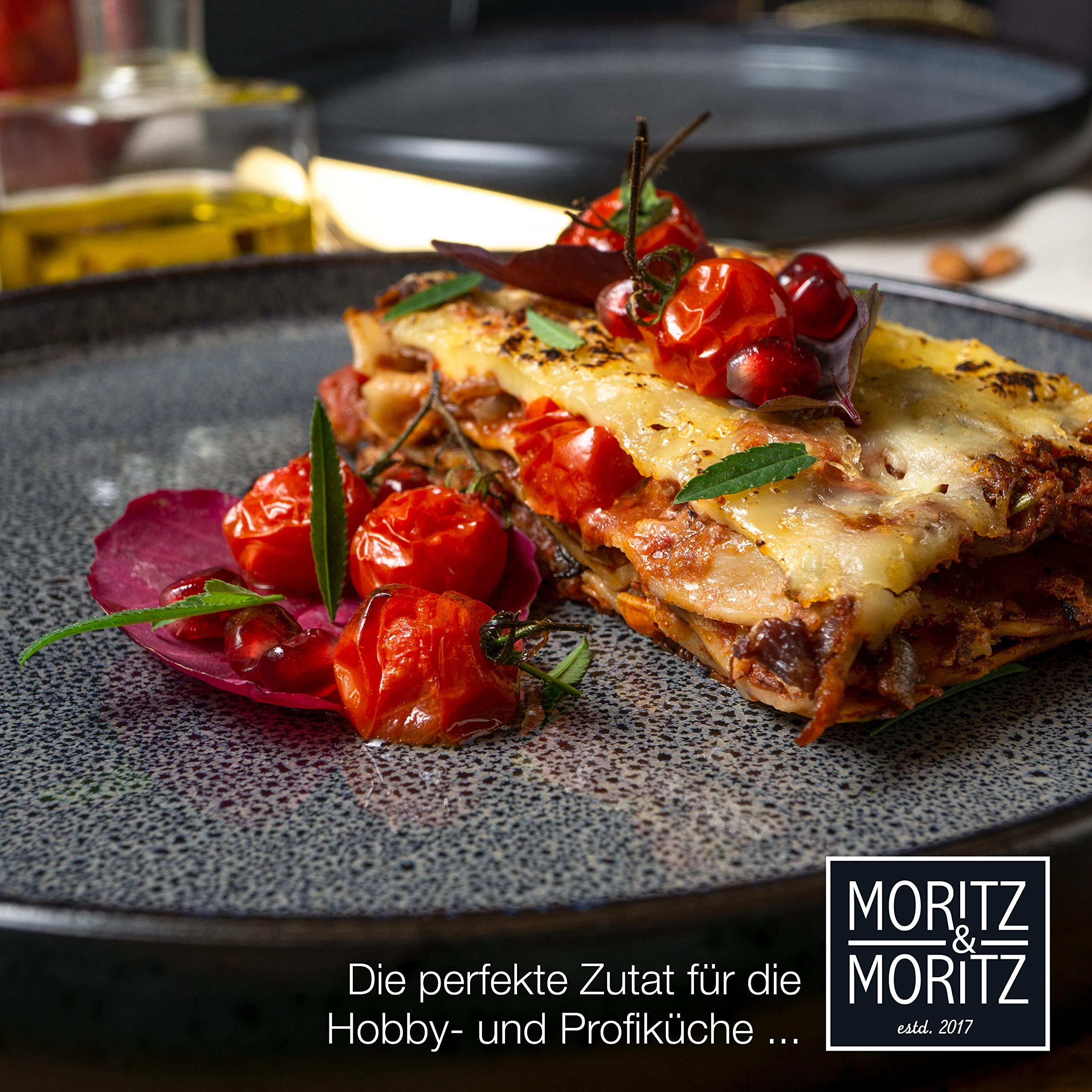 Moritz & Moritz SOLID Steinzeug Geschirrset 4 Personen, 12-tlg. Geschirr Set in Anthrazit, Schüssel- und Teller Set aus besonders robustem Steinzeug, Kombiservice Tafelservice 4 Personen