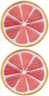 Set of Two - Patchion Slice of Grapefruit 2.4" - Black Hook and Loop - Embroidered Patch/Badge/Emblem