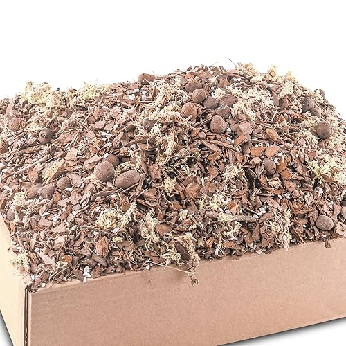Mezcla para macetas de corteza de orquídeas de 9 cuartos, mezcla de corteza de pino, perlita orgánica, musgo esfagnum y arcilla de leca para