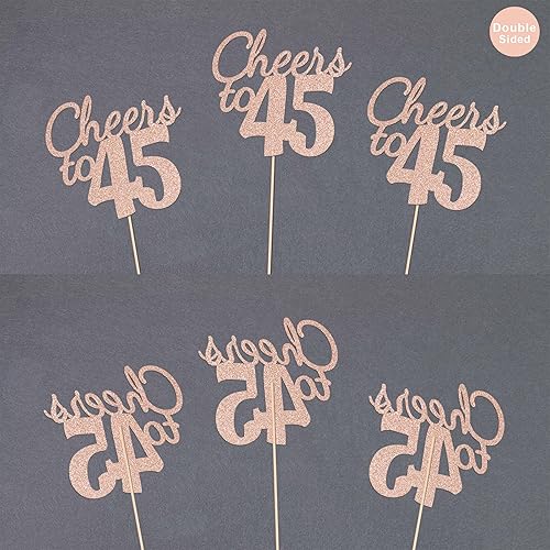 Miniatura 20 de Gexolenu Cheers to 40, paquete de 10 centros de mesa de cumpleaños de 40 cumpleaños con purpurina de color oro rosa de doble cara para mesas
