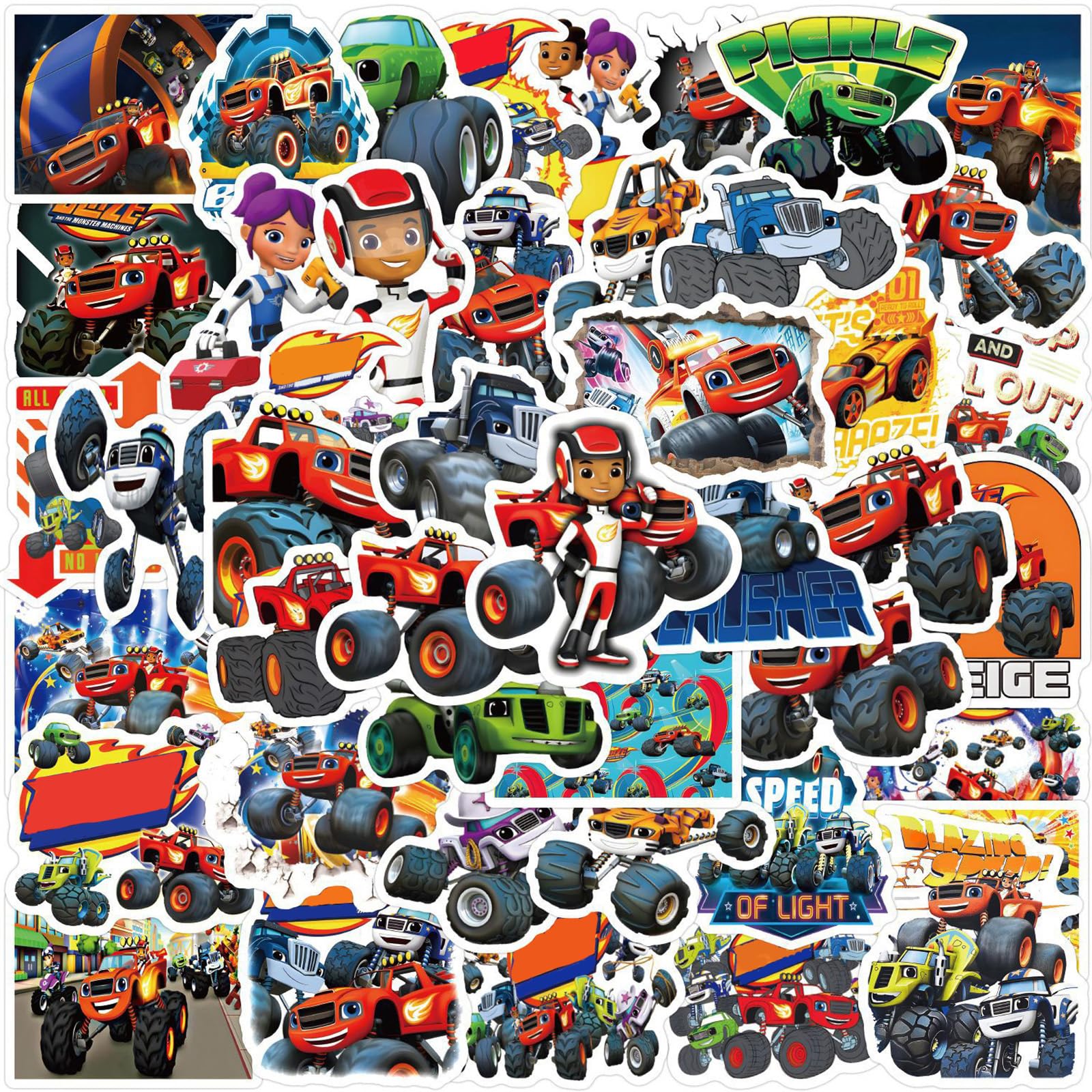 110Pcs Monsster Trrucck Stickers, Racing Theme Stickers