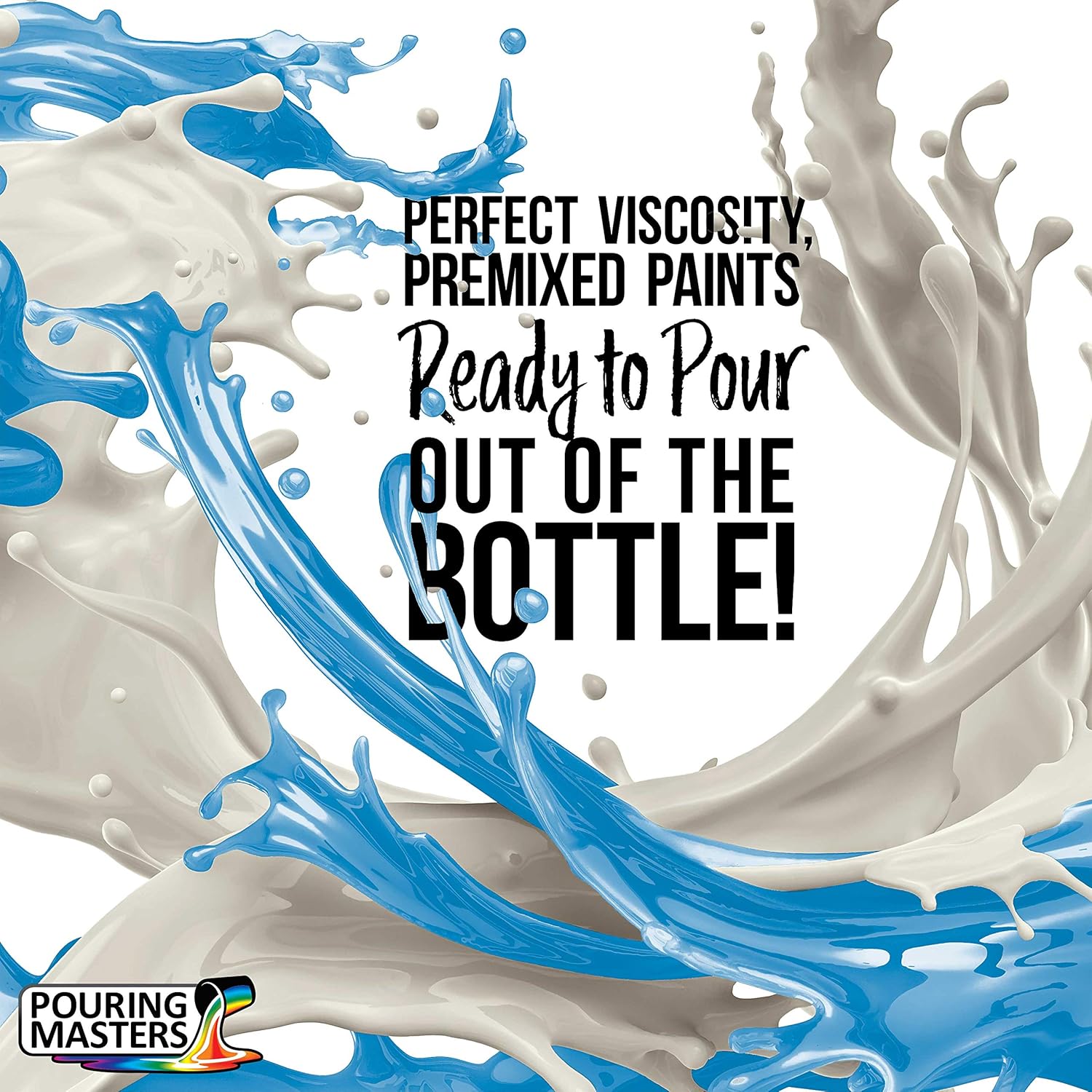 Pouring Masters Cerulean Blue Ready to Pour Acrylic Pouring Paint - Premium 32-Ounce Pre-Mixed Fluid Acrylic Paint - Fluid Art Supplies for Canvas, Wood, Paper, Tile & Rocks