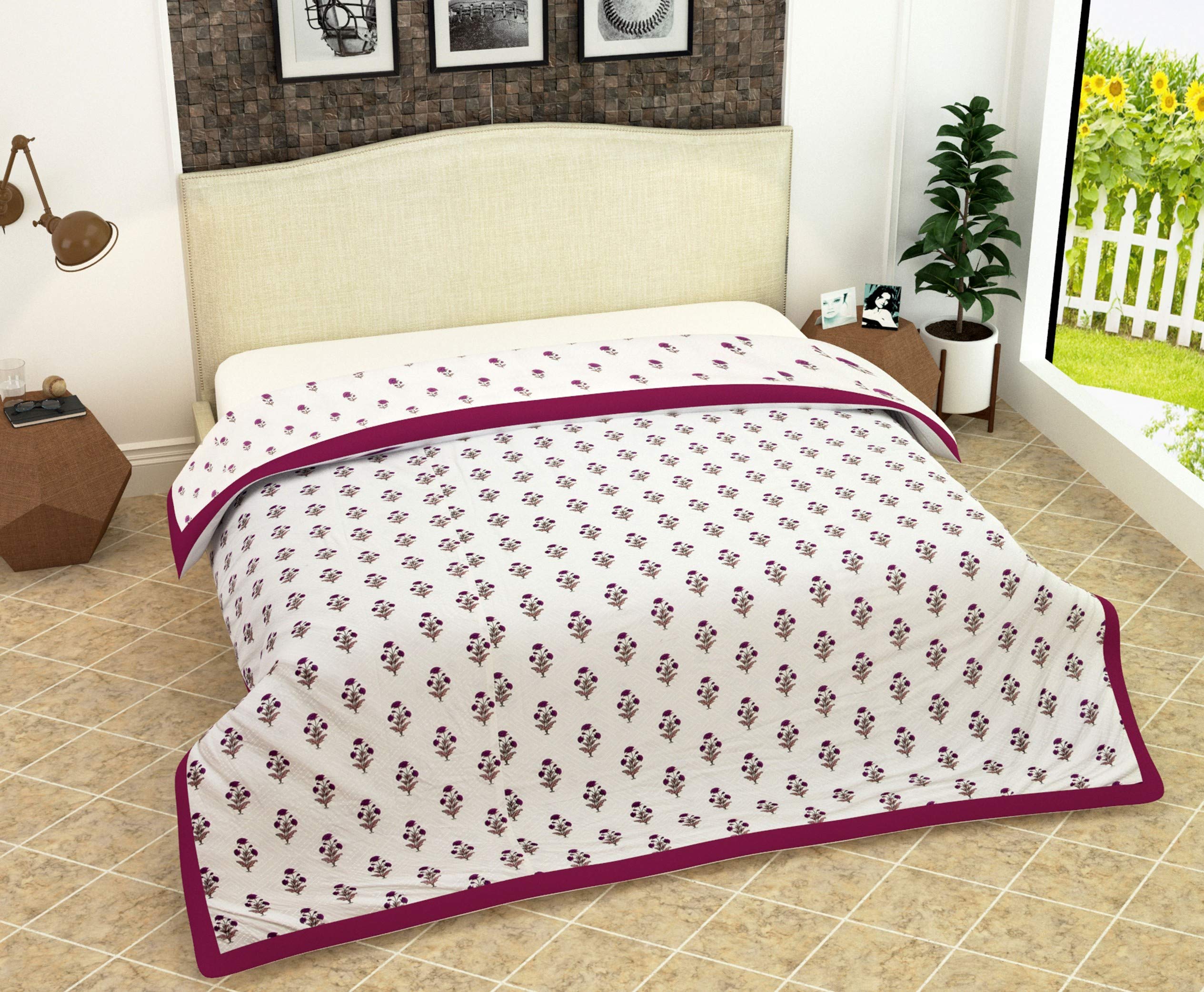 Kritarth Handicrafts Queen Size Reversible Duvet/Comforter for Double Bed (90 x 100 Inch) (Vine)-image-28