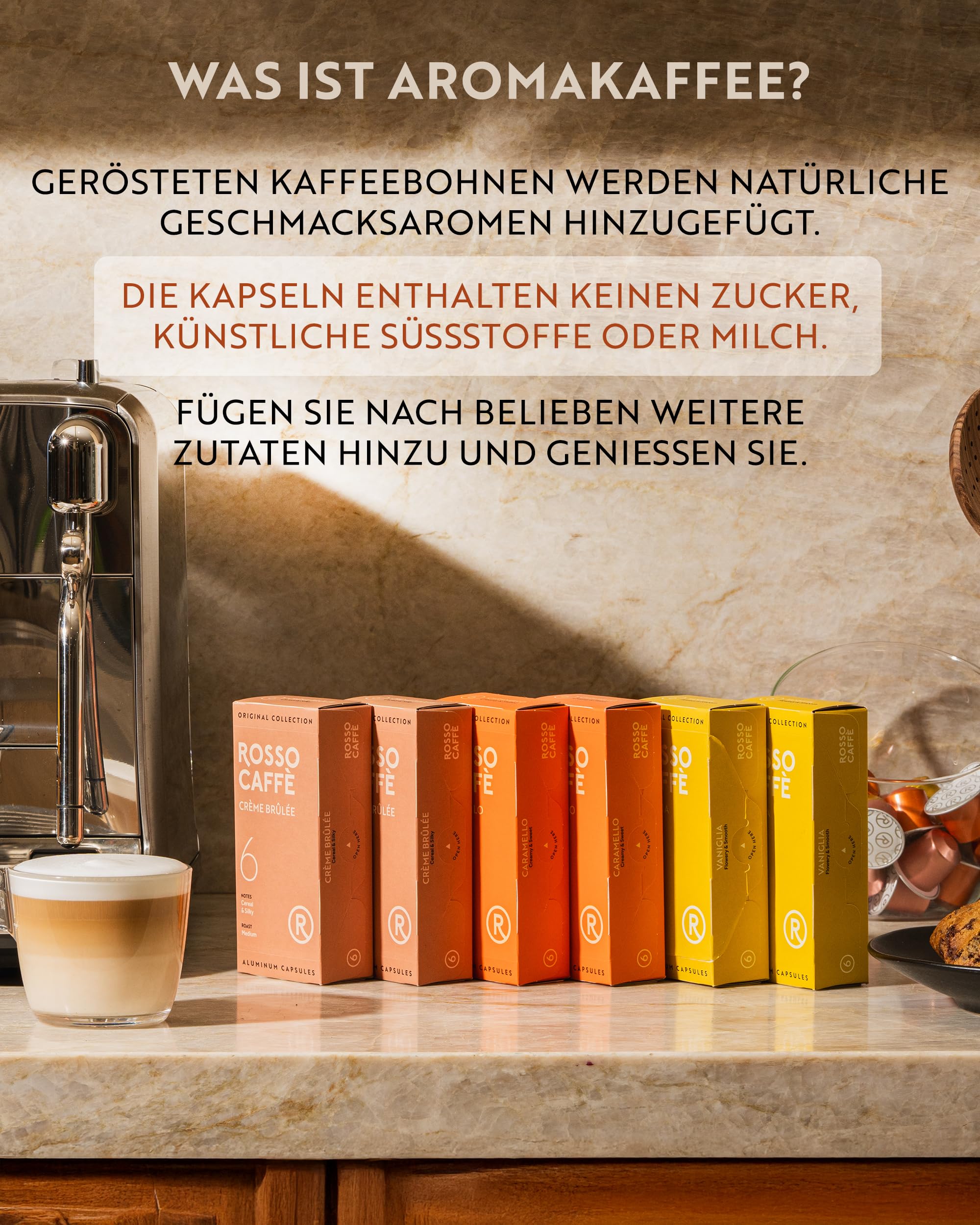 ROSSO CAFFÈ Nespresso Kapseln 120 Stück Aromakaffee, 3 Premium Geschmacksrichtungen Mixpaket, Nespresso kompatible Kaffeekapseln, kompatibel mit Original Kapselmaschinen