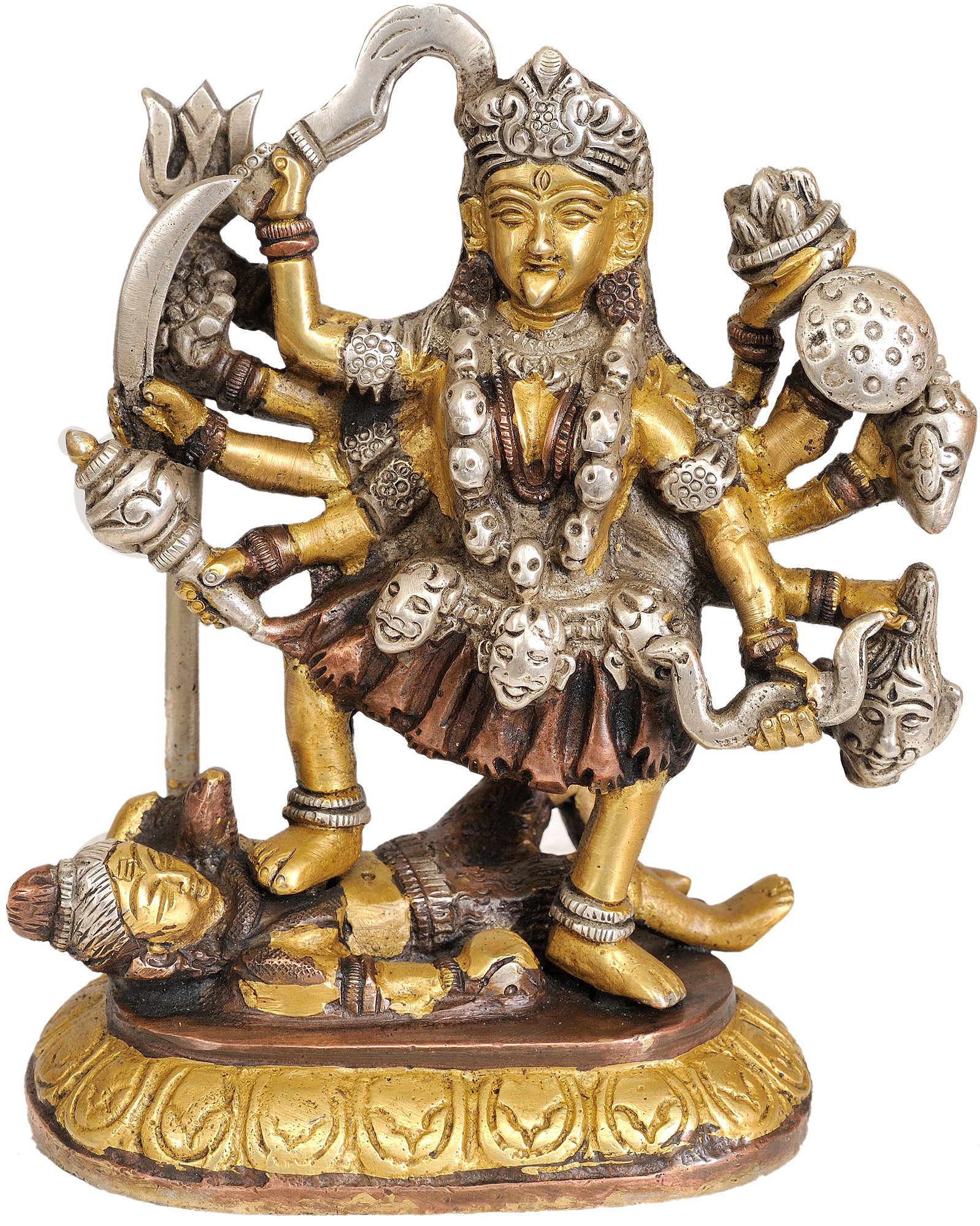 Statue Kali en laiton Exotic India : objet d'art artisanal unique pour autel hindou