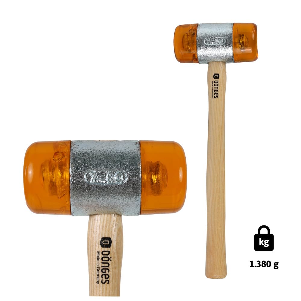 Dönges Młotek z tworzywa sztucznego z lakierowanym trzonkiem jesionowym, 60 mm, żółty