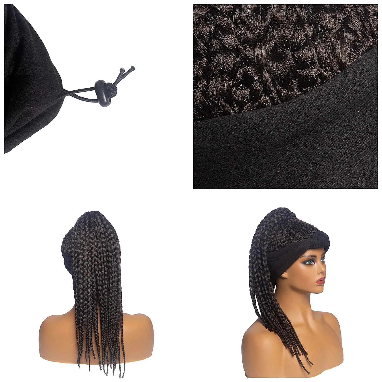 2in1 braided wig fusion wig curly wig for black women headband wig headwrap braided wig (2in1 braided wig color 1)