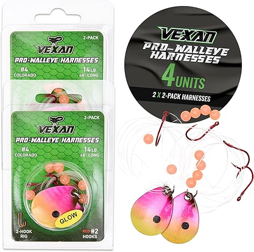 Vexan Glow Walleye Spinner Rig - Arneses de gusanos y orugas para pesca con cebo vivo