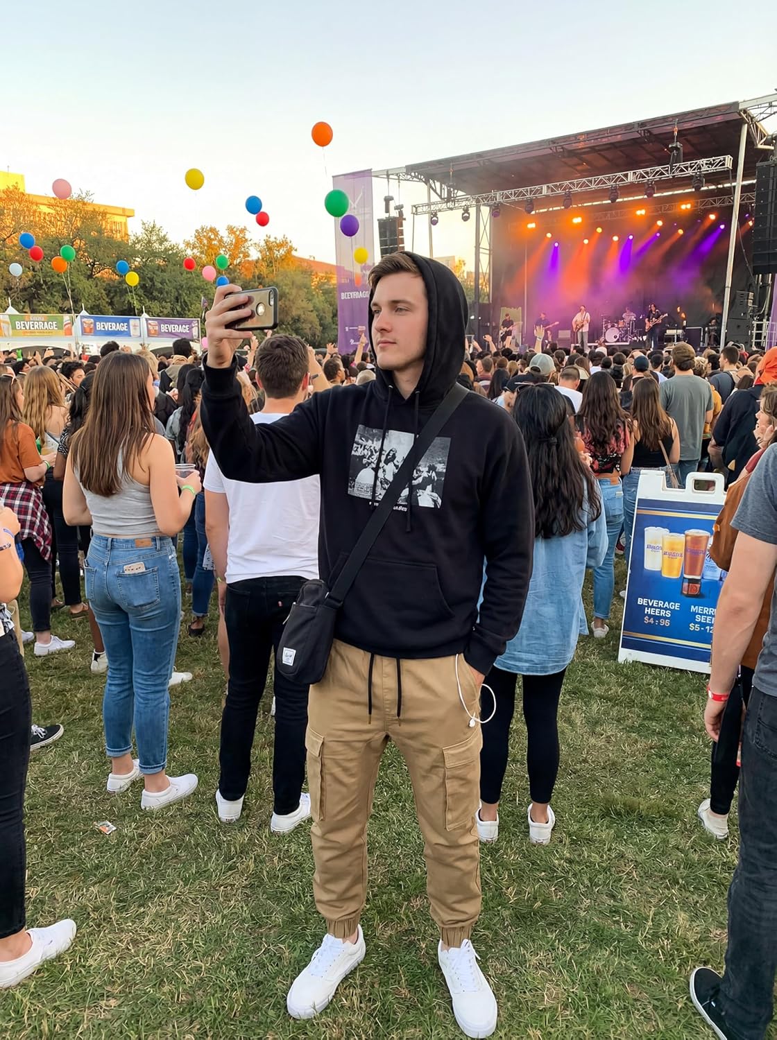 ITALYMORN Mens Khaki Joggers Casual Cargo Joggers Black Cargo Pants Drawstring Waist - Image 3