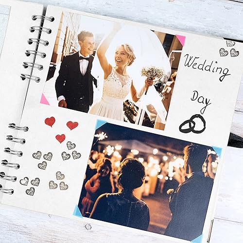Vista 27 de Bstorify Álbum de recortes de 10 x 10 pulgadas, 70 páginas, protectores de esquina de papel kraft grueso negro, cierre de cinta, ideal para tus