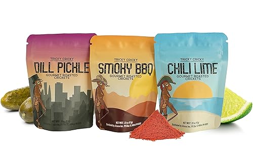 Tricky Cricky Variedad de bocadillos comestibles de grillo con sabor para humanos Cultivados en Estados Unidos Snacks gourmet únicos y saludables