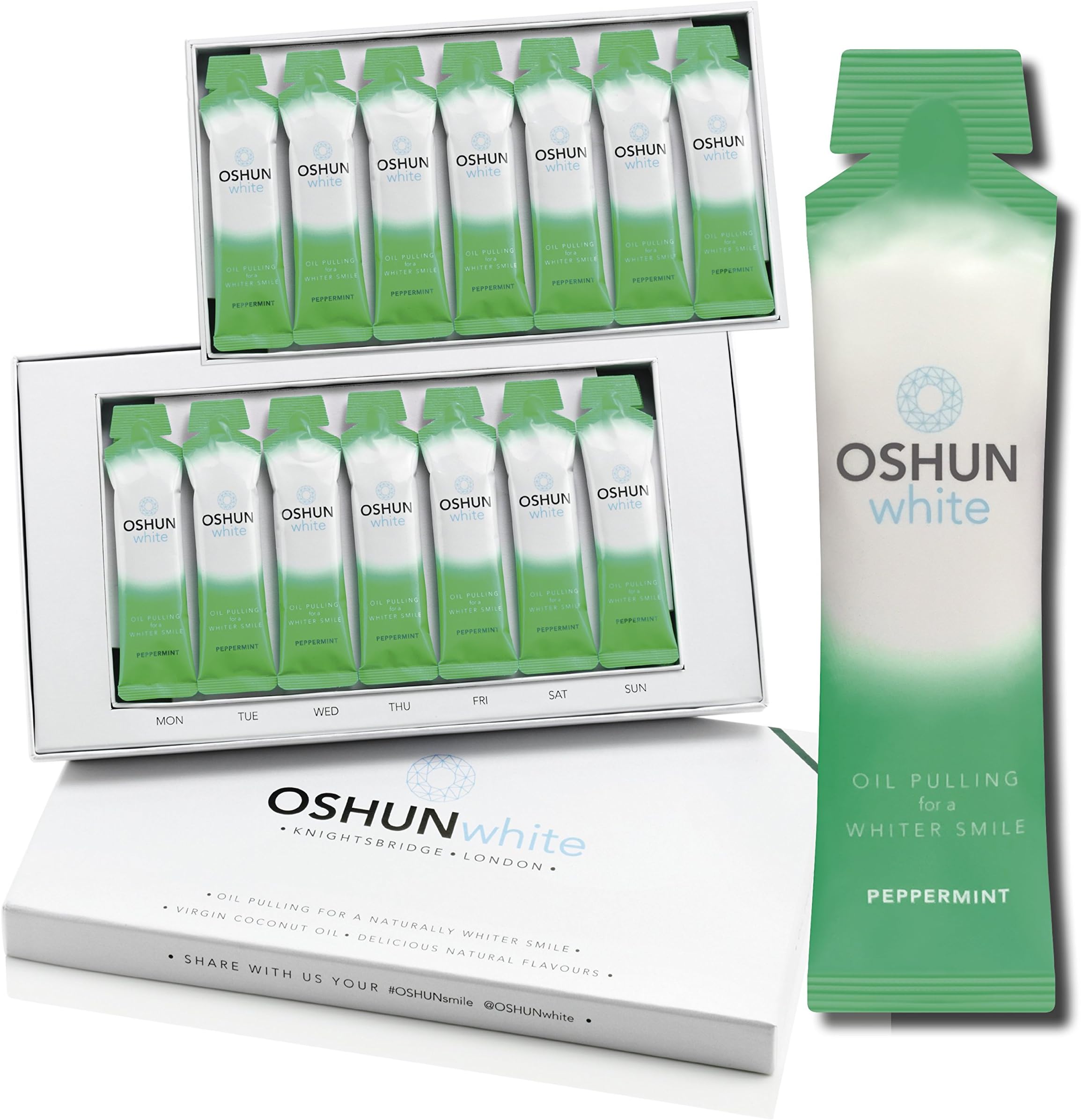 Coconut Oil Pulling Kit | Premium Natural Teeth Whitening | 14 Sachets | Organic Virgin Coconut Oil | Four Delicious Natural Flavours | Two Week Supply | The Best Tasting Oil Pulling