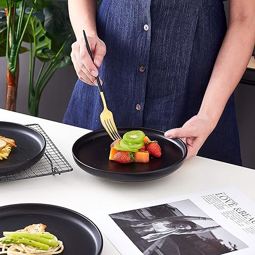 Miniatura 9 de Bruntmor - Juego de 4 platos redondos de cerámica en color mate ideales para platos de comida y para restaurantes