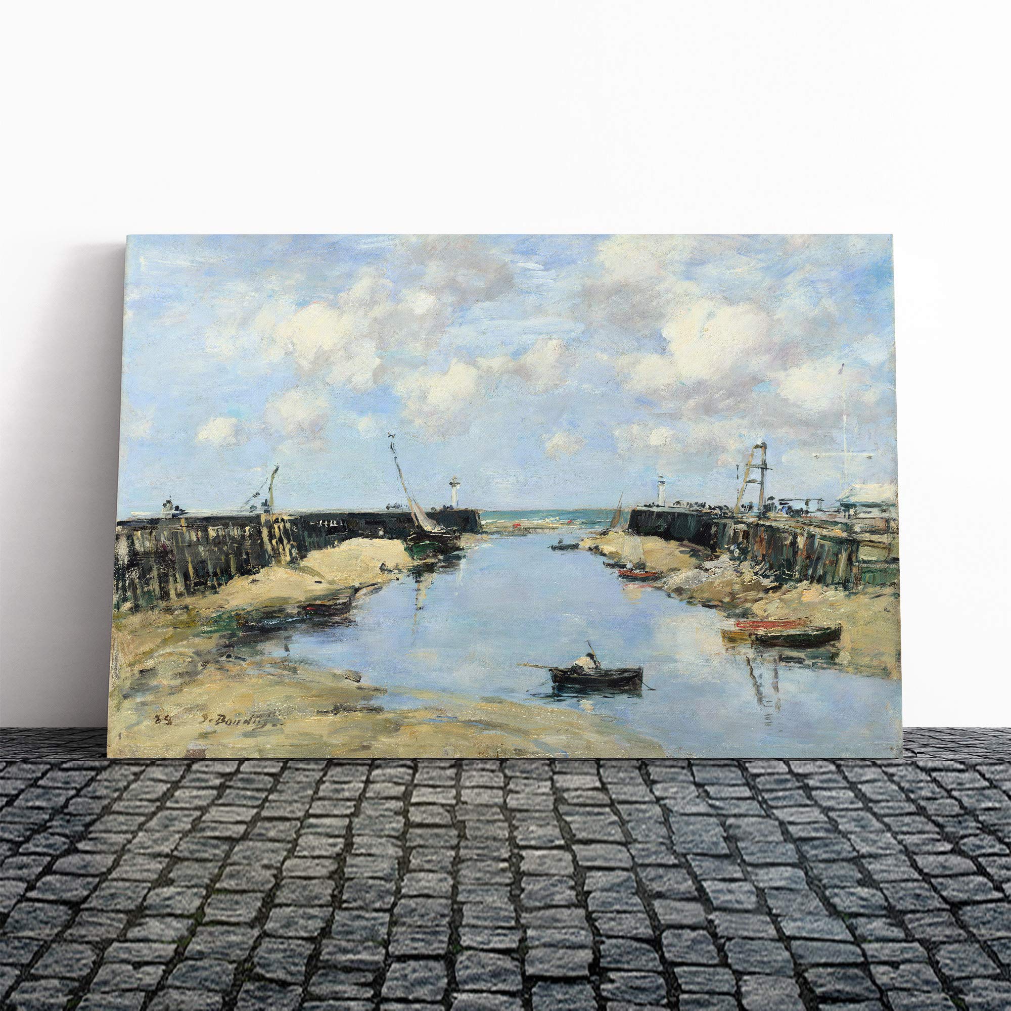 Eugene Boudin Trouville Harbour Entrance Canvas Print | Gallery Wrapped 30mm Frame Wall Art | 30x20 inches | Ready to Hang | Modern Seascape Picture | Living Room Bedroom Lounge Office