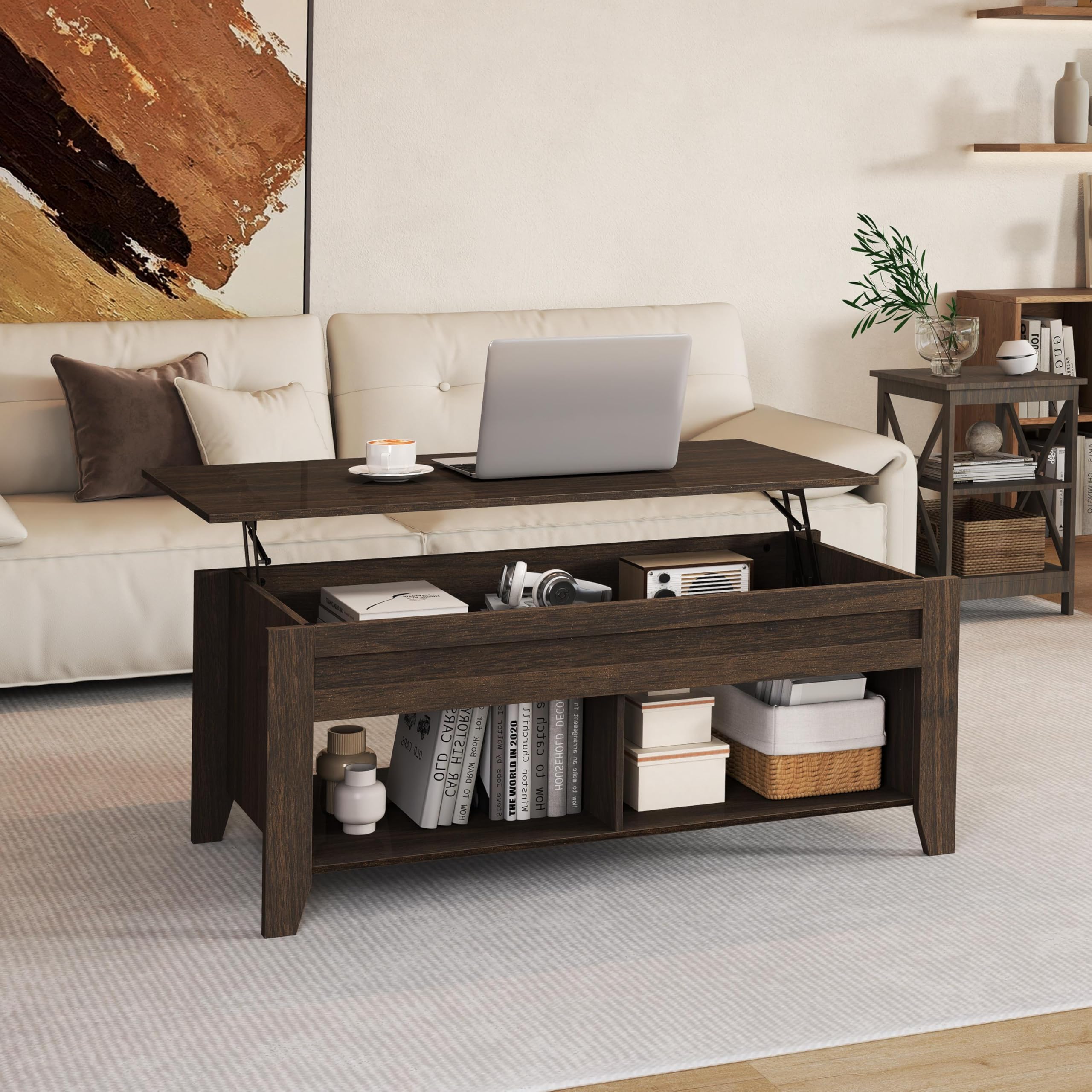 Amazon.com: Yaheetech Lift Top Coffee Table with Hidden Storage