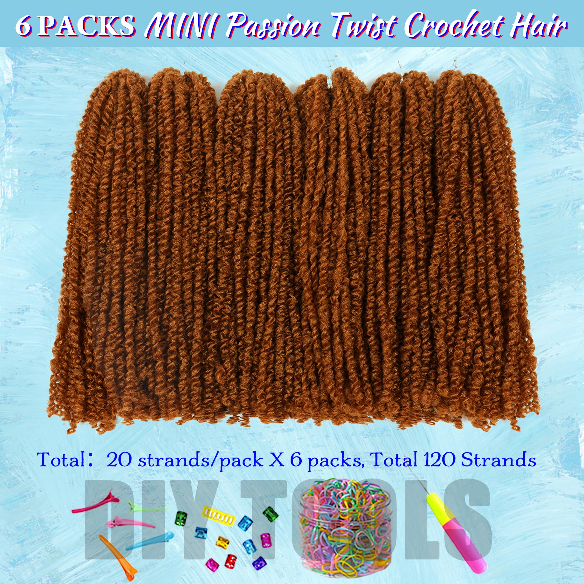 Lot de 6 paquets d'extensions de cheveux Passion Twist au crochet pour femme noire, pré-torsadés, élastiques et coupables, tressés par boucle bohème douce (25,4 cm - 6P, brun pur, 30#)