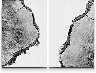 SIGNWIN Canvas Wall Art Black and White Trees Ring Detail Print Nature Wilderness Mixed Media Farmhouse/Country Closeup Re...