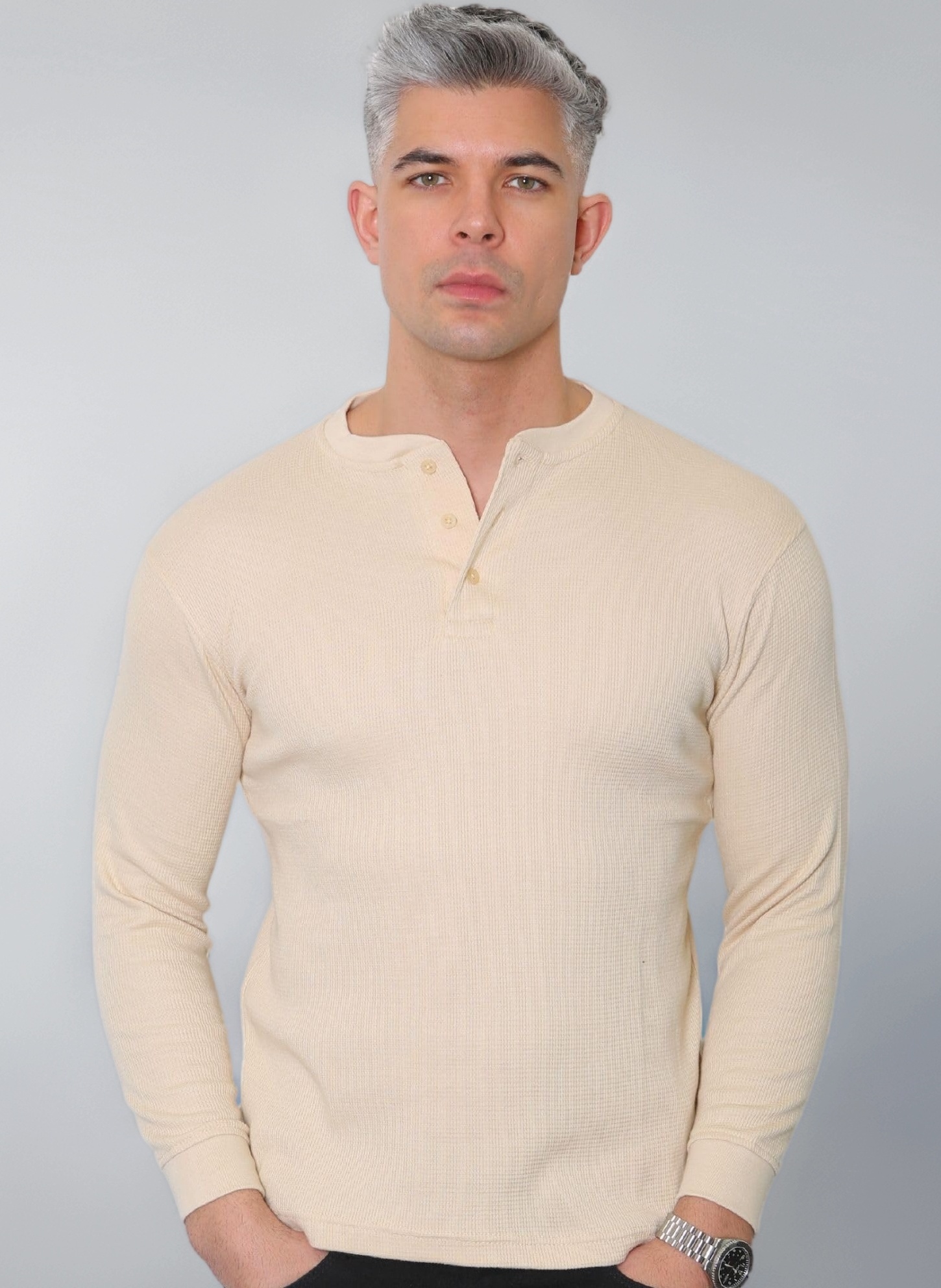 Long Sleeve Henley T Shirt Mens - Grandad Shirt Mens Tops Casual