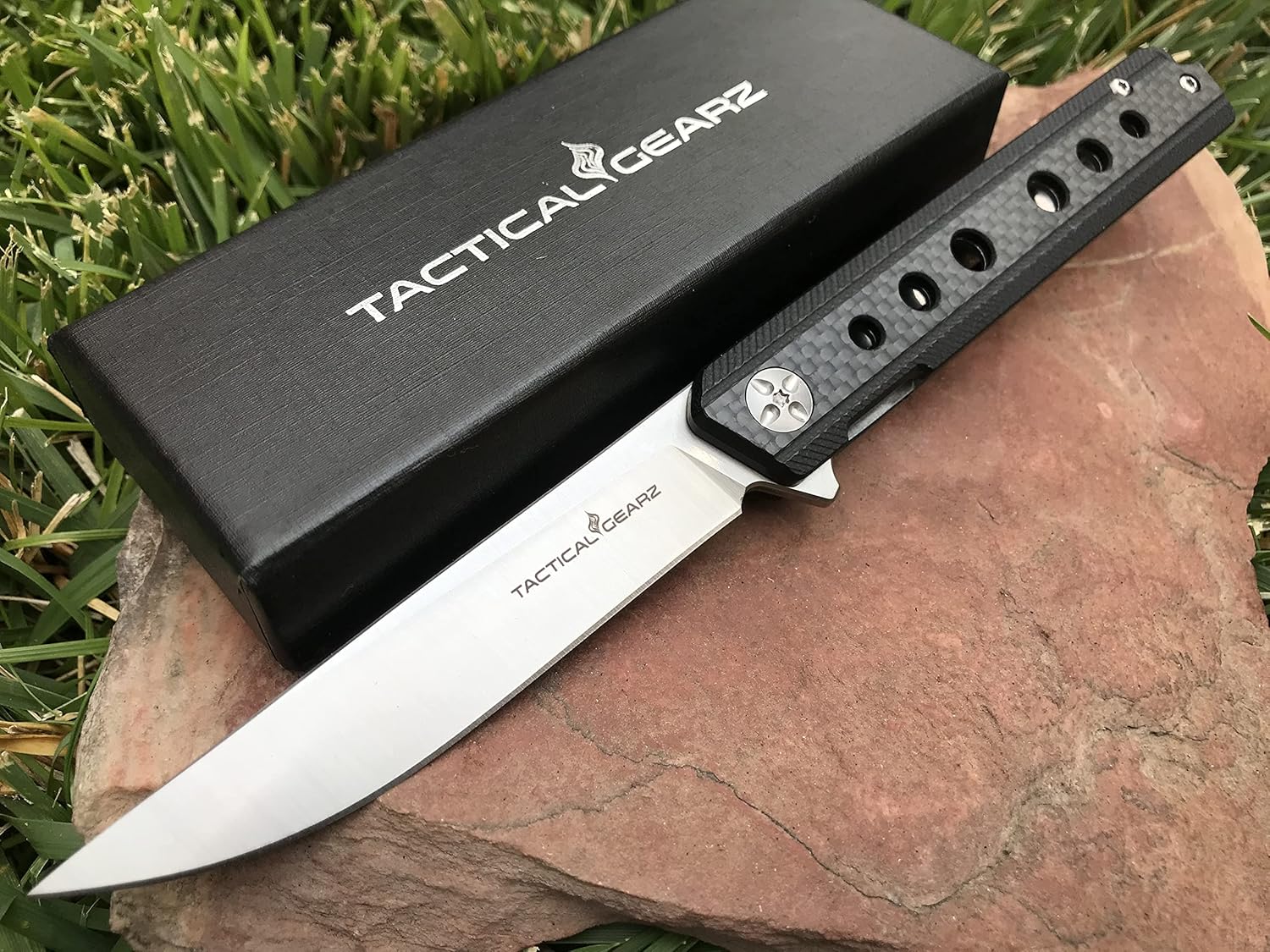 TACTICAL GEARZ Cuchillo de bolsillo EDC de fibra de carbono TG Torus