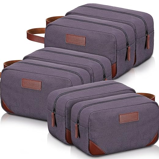 Eccliy 6 Set Groomsmen Gifts Men Toiletry Bags Men's Travel Shaving Kit Bag Bathroom Bag Water Resistant Toiletry Case for Wedding Groomsman Gift Travel Accessories (Gray)