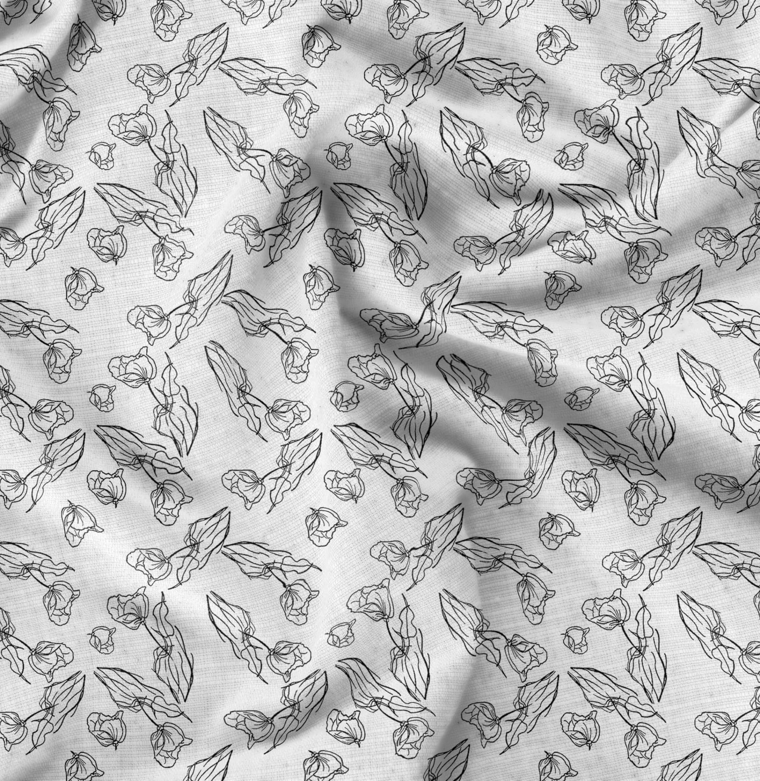 SoimoiFlorals Print - White, Canvas Fabric Material - 56 Inch Wide, 1 Metre, Unstitched Fabric for Upholstery, Bags, Workwear and Outdoor Gear.