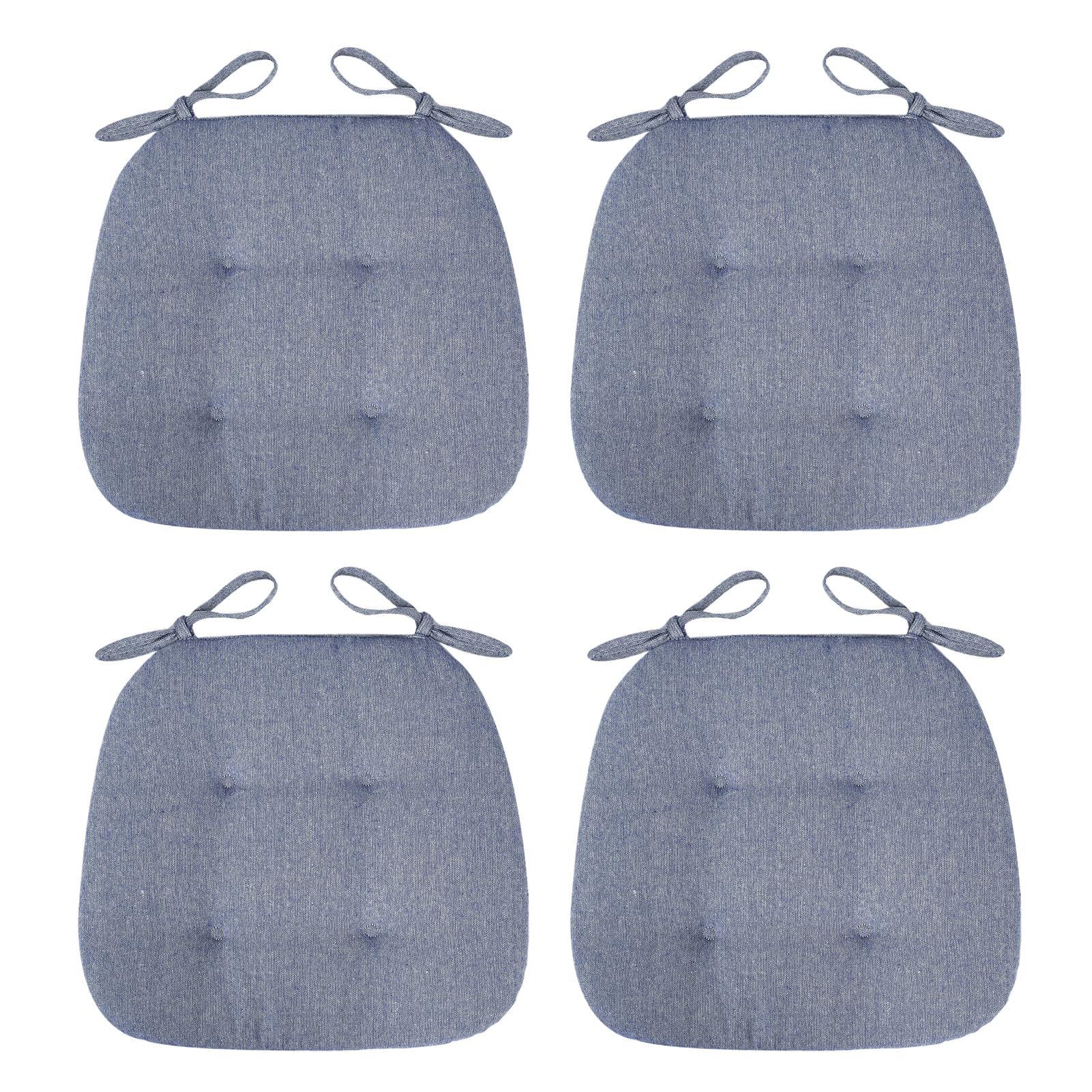 Coussin de chaise de cuisine bleu fini les assises dures lot de 4 avec attaches