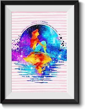 Uhomate Princess Ariel The Little Mermaid Home Canvas Prints Wall Art Inspirational Quotes Wall Decor Living Room Bedroom Bathroom Artwork C033 8X10
