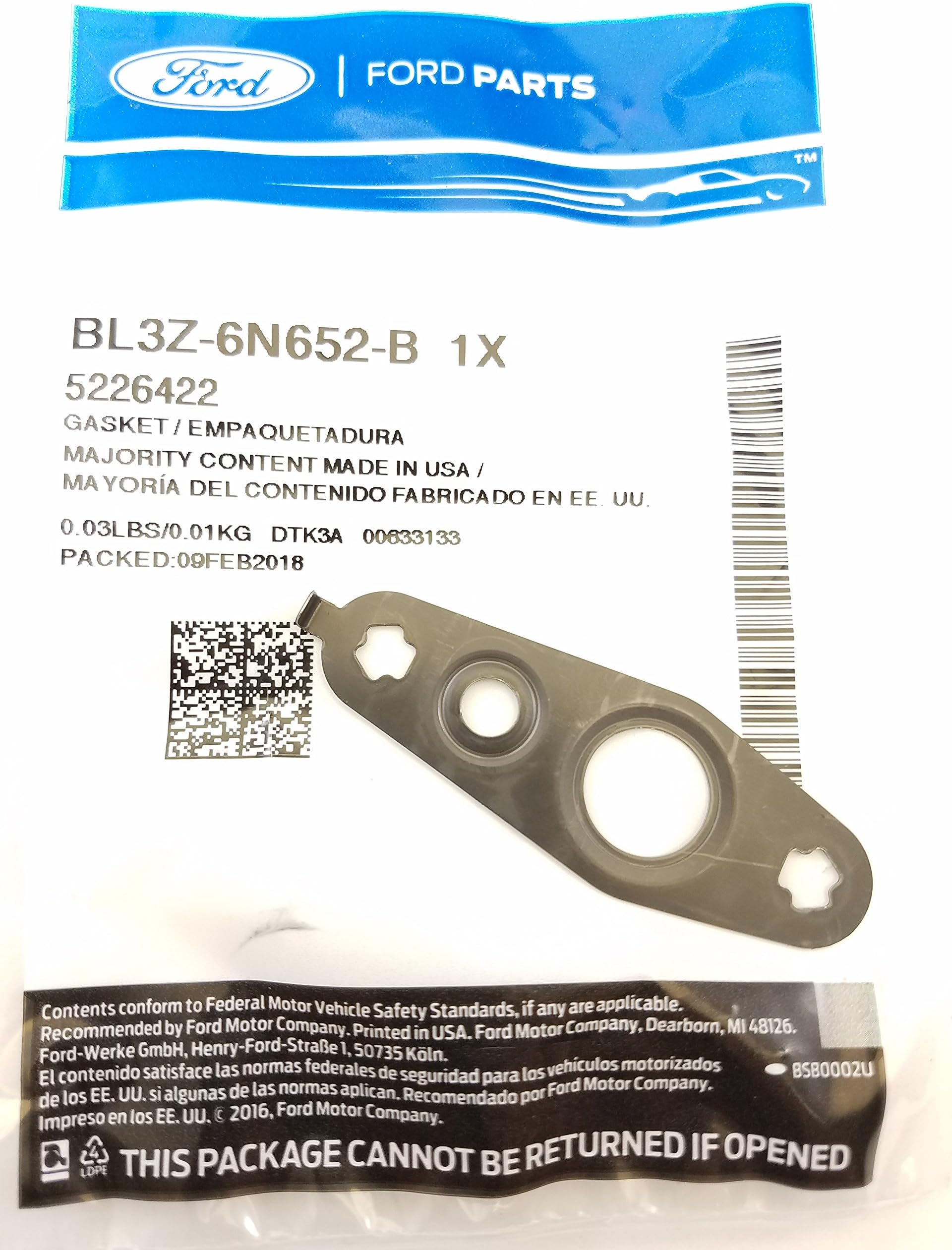 Ford BL3Z-6N652-B, Turbocharger Oil Line Gasket