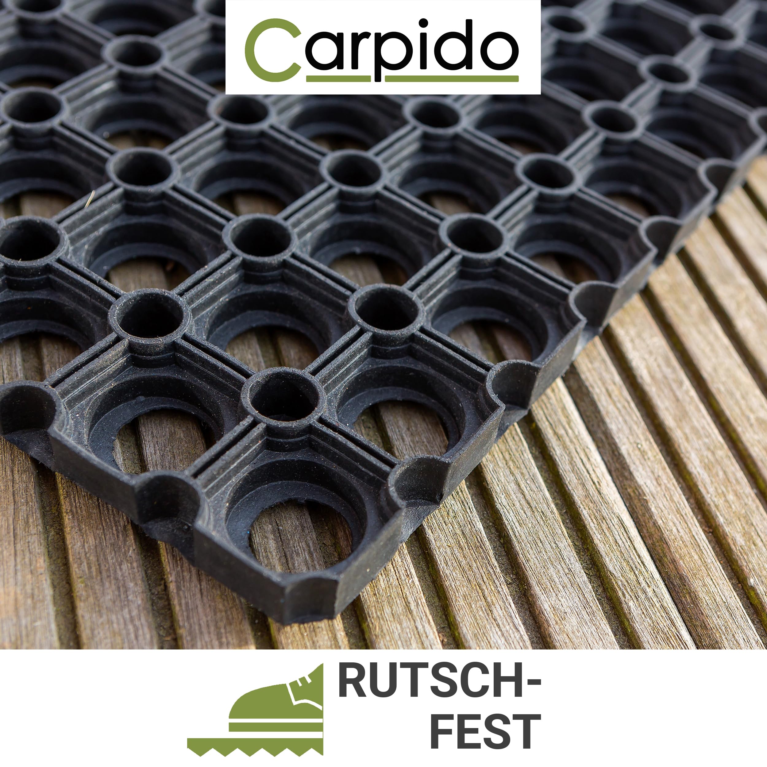 Rutschfeste Gummimatte Außen & Innen - Schwarz 80 x 120 cm (Rechteckig) | Witterungsbeständige Fußmatte Gummi Türmatte strapazierfähig Fußabstreifer klassisch Fußabtreter aussen Schmutzfangmatte