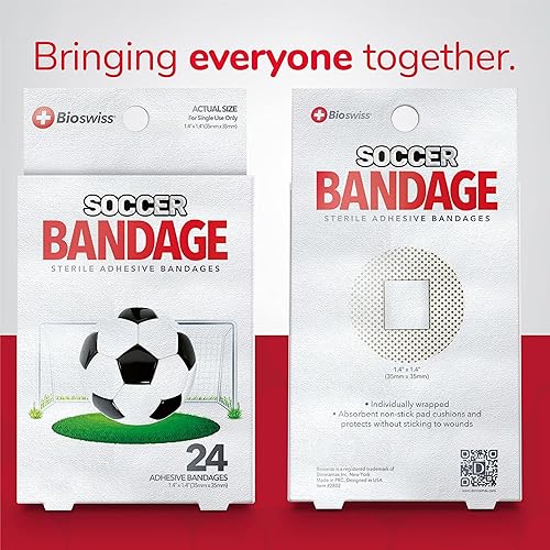Miniatura 3 de BioSwiss Vendajes, vendaje autoadhesivo en forma de pelota de fútbol, cuidado de heridas estériles sin látex, suministros divertidos de primeros