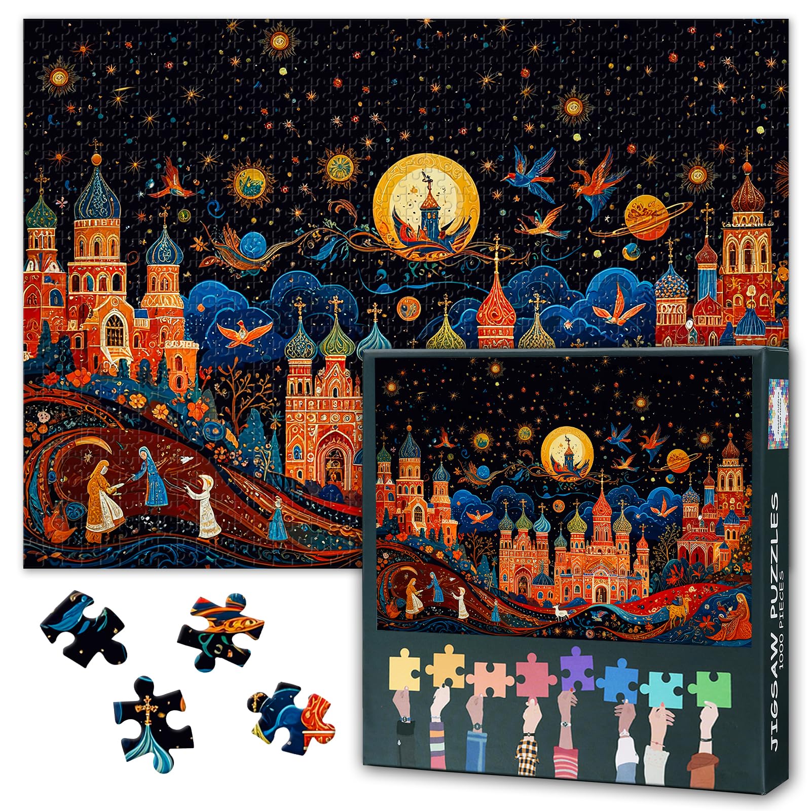 1000 Piece Puzzle for Adults, Jigsaw Puzzles 1000 Pieces for Adults - Abstract Colorful Castle Paradise Fantasy Art, Vibrant Whimsical Adult Puzzles, Finished Size 27.5x19.7 in