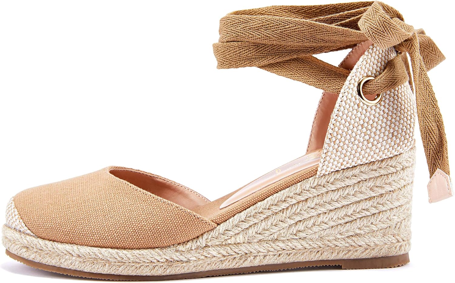 Ruanyu Womens Platform Espadrille Sandals Lace Up Closed Toe Summer Wedge Sandals - Image 4