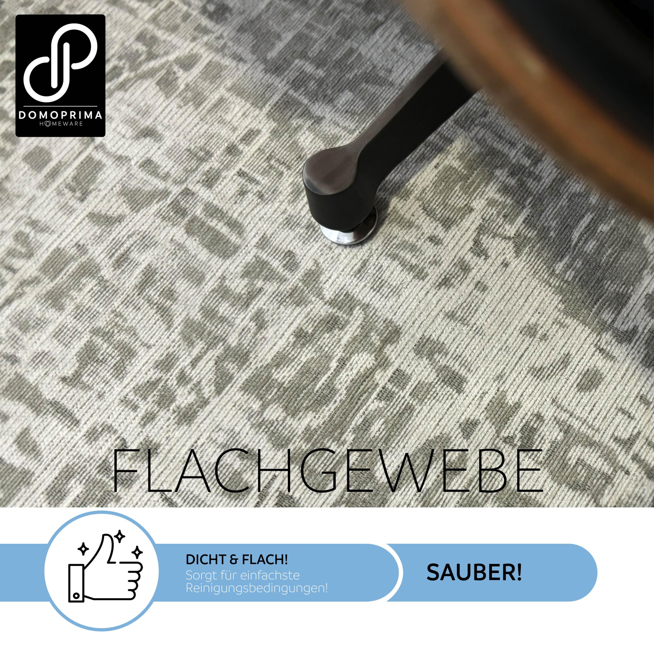 DOMOPRIMA Vintage Teppich ca. 160 x 230 cm für Wohnzimmer Schlafzimmer Esszimmer Kurzflor modern zeitlos schön robust waschbar antirutsch Rückseite pflegeleicht OEKOTEX