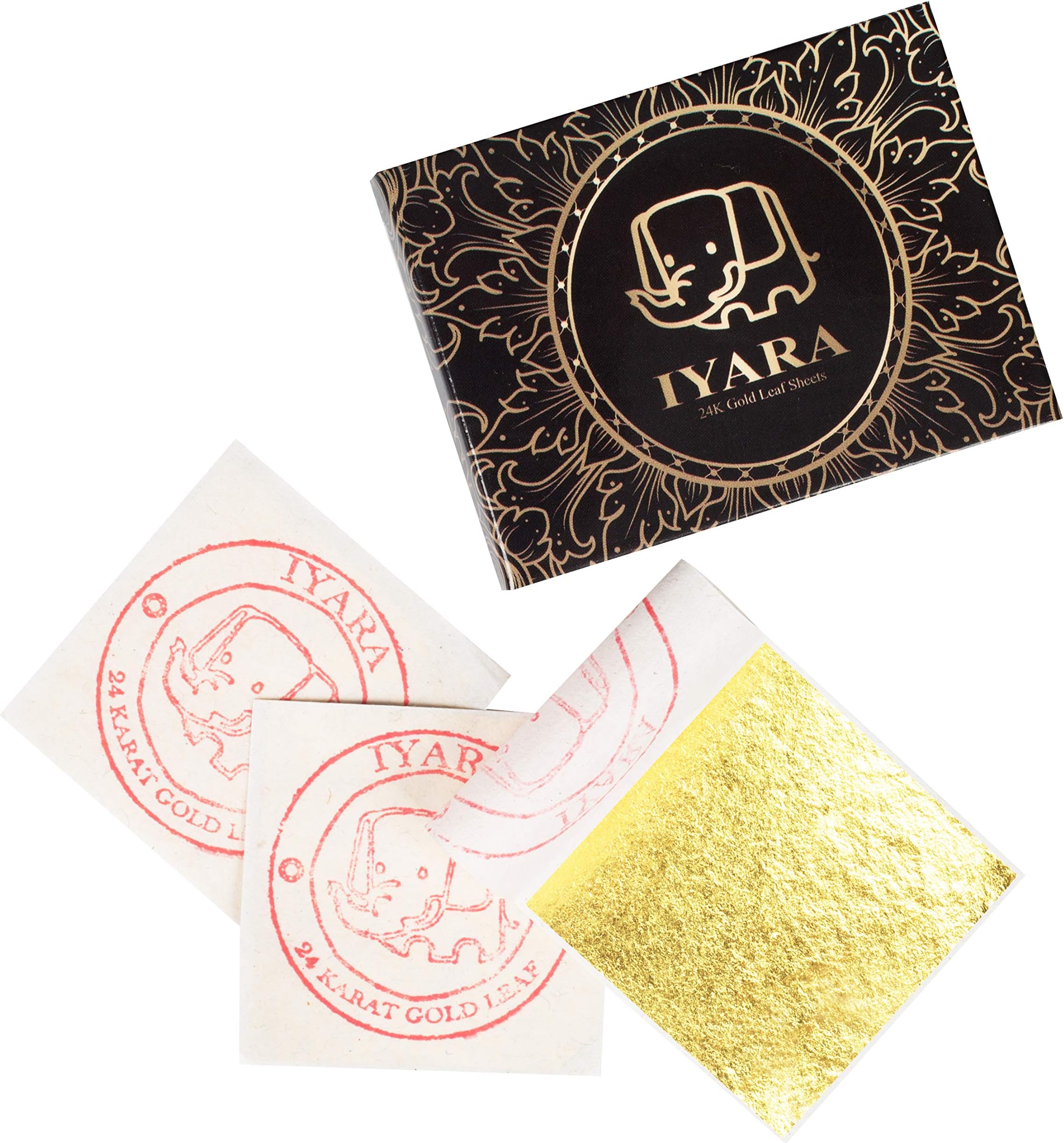 24K Edible Gold Leaf 50 Sheets 1.5"x1.5" for Cake Decoration and Food, Baking, Art, Crafts