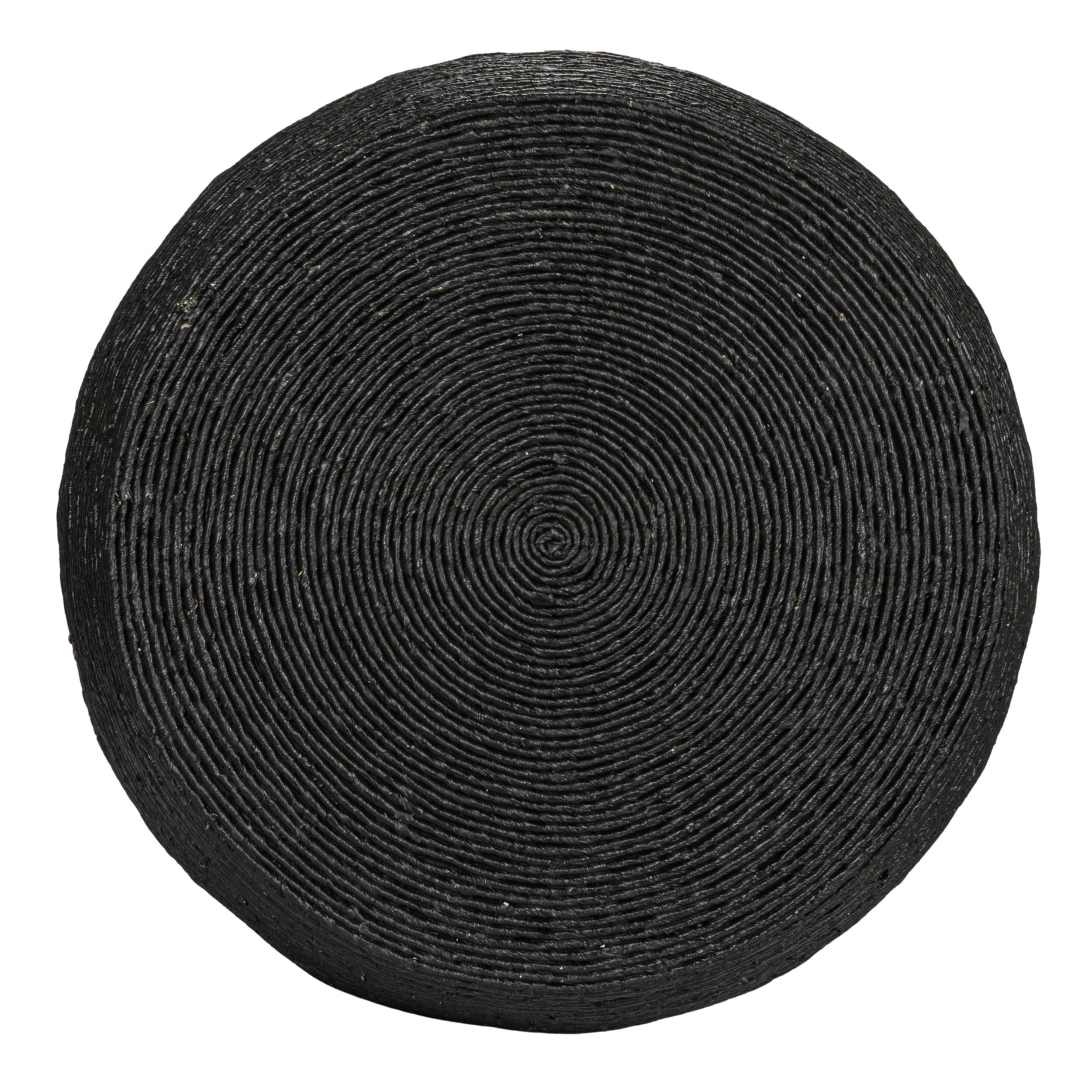 Creative Co-Op Round Handwoven Corn Rope Barrel Side Table, Black