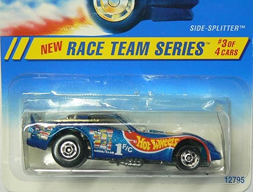 Miniatura 2 de Race Team Series #3 - Ruedas básicas con divisor lateral, color azul metalizado #277, Coche coleccionable, Mattel Hot Wheels