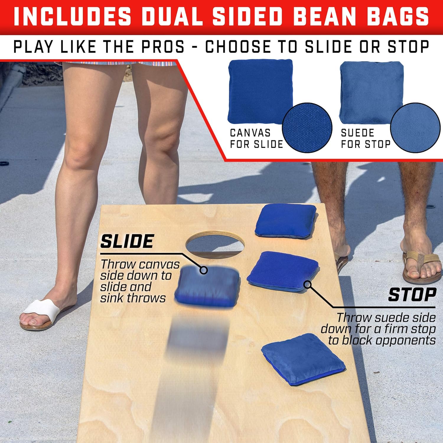 GoSports Tournament Cornhole Bags - Dual Sided Stop & Slide Bean Bags, Royal Blue : Sports & Outdoors