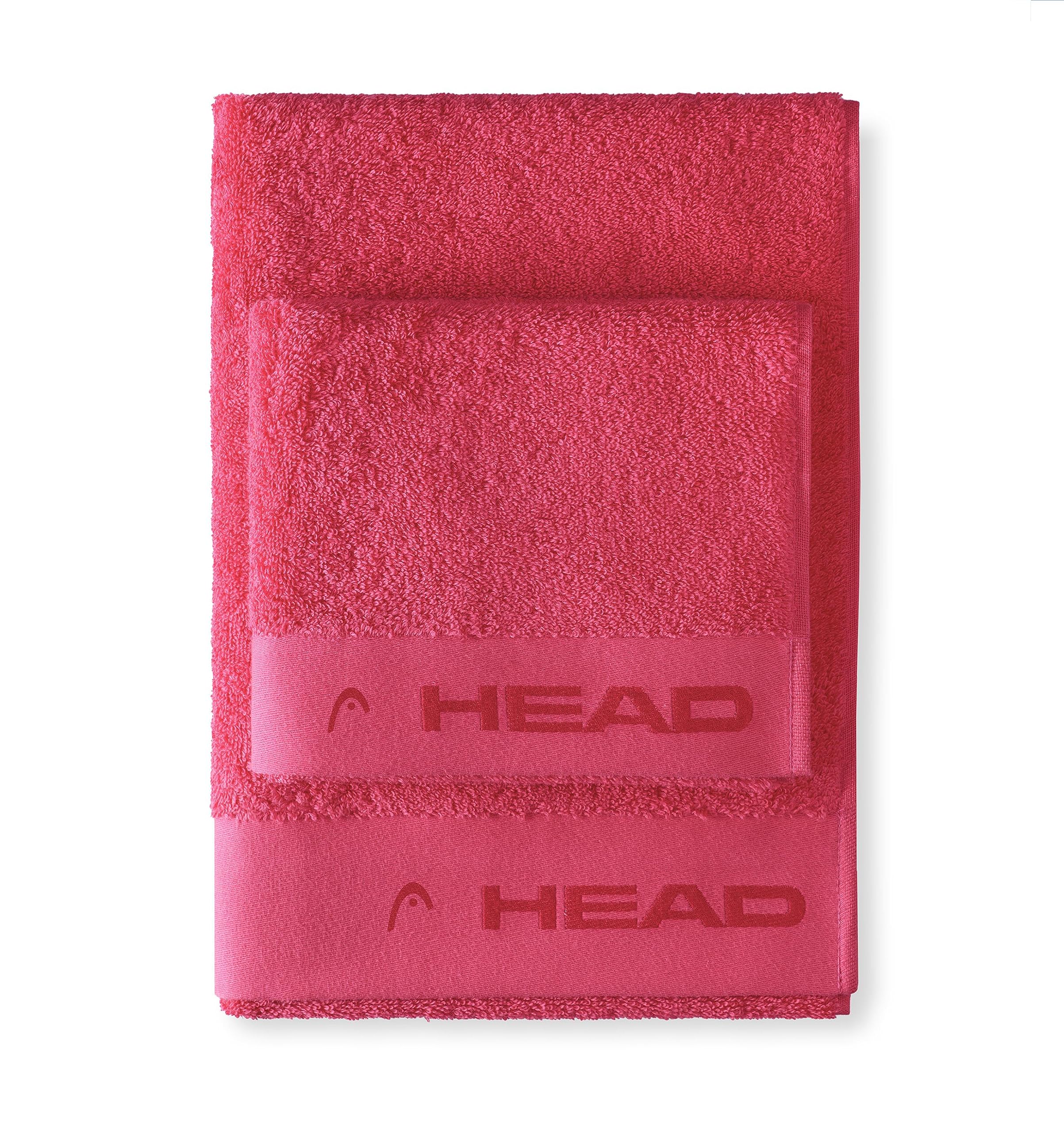HEAD Dynamic Set 2 Asciugamani In Cotone Puro 100% – Viso 50x100 Cm E Ospite 40x50 Cm, Morbidi E Assorbenti, Blu Notte