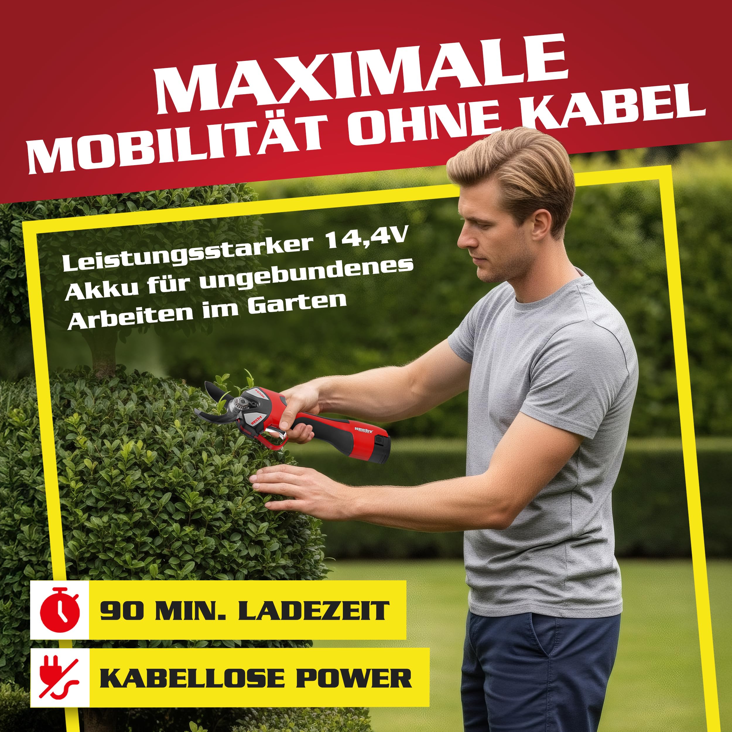 HECHT Akku Astschere 32 mm und Mini Kettensäge 14 cm 2 Akkus