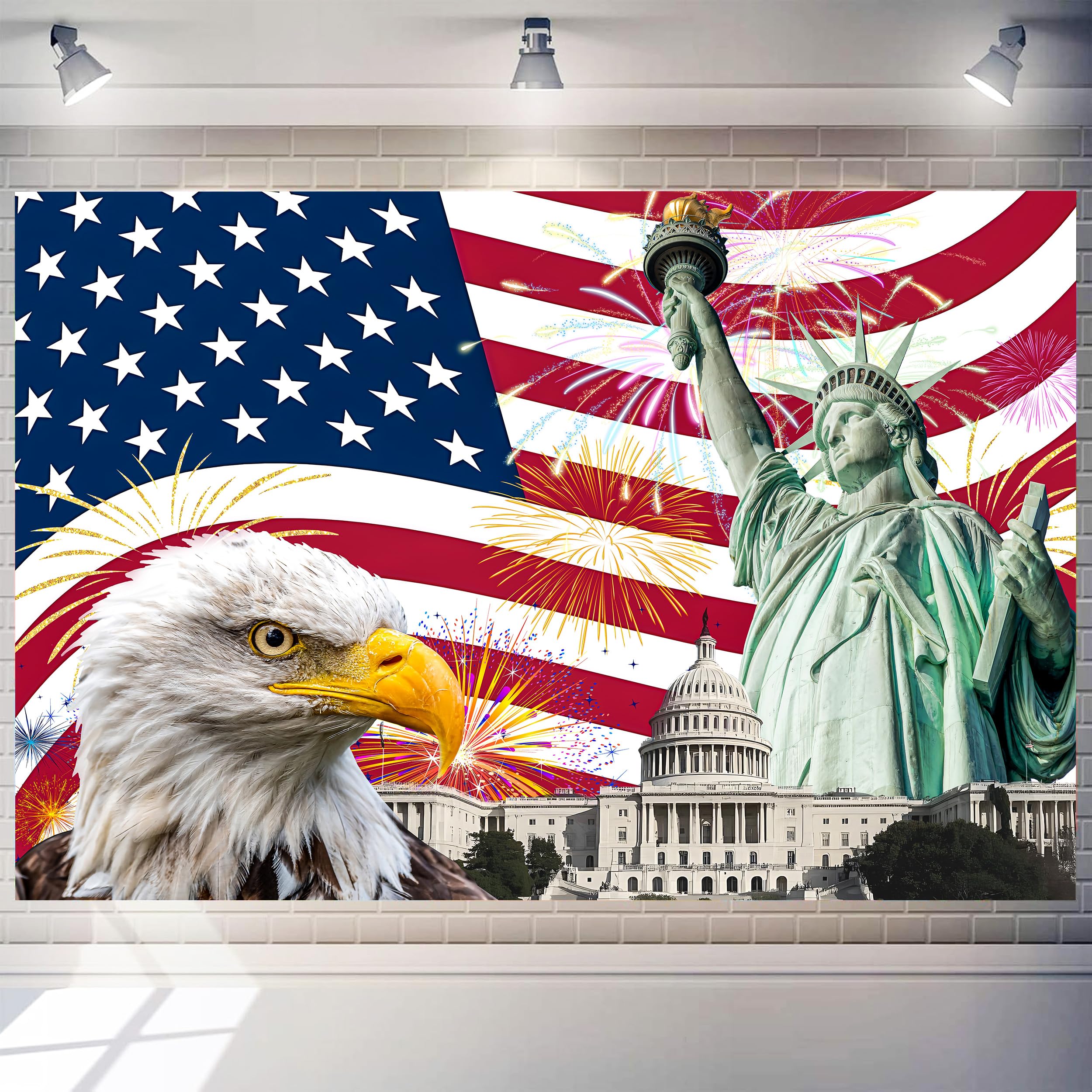 Large American Flag Backdrop 10 x 8 ft Independence Day Decorations 4th of July Banner Patriotic Photography Background Veterans Memorial Day Photo
